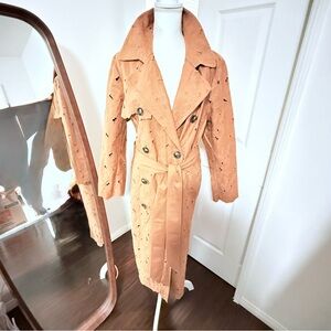 EXPRESS Eyelet Lace CUTOUT BELTED TRENCH COAT